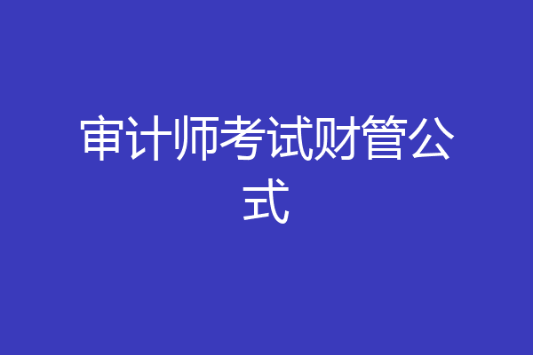 审计师考试财管公式