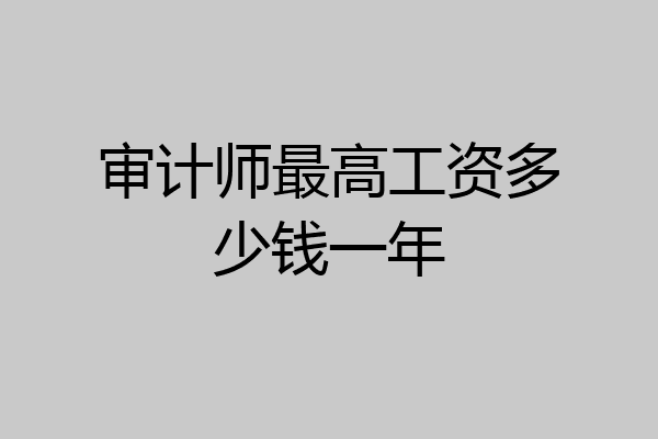 审计师最高工资多少钱一年