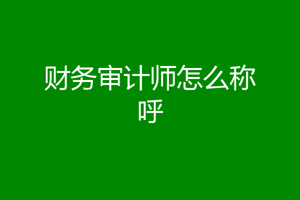 财务审计师怎么称呼