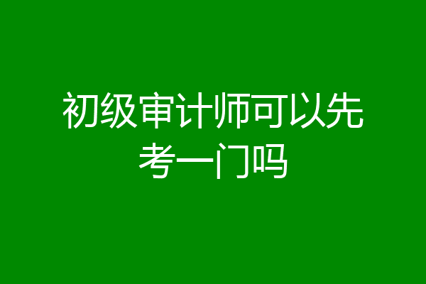 初级审计师可以先考一门吗