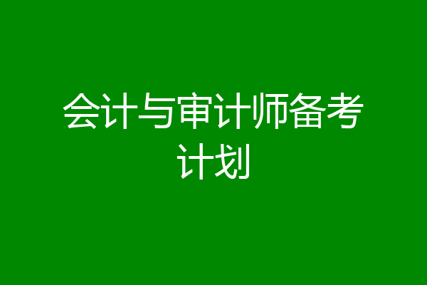 会计与审计师备考计划