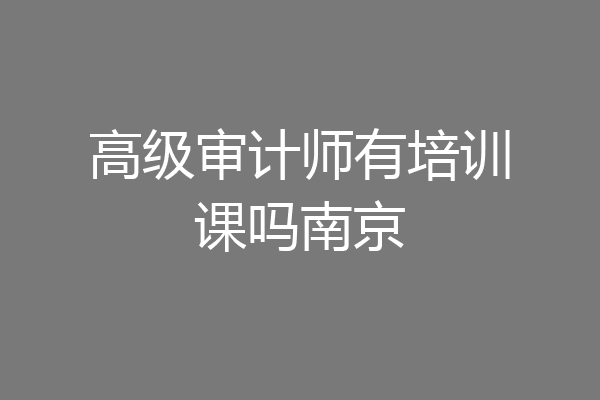 高级审计师有培训课吗南京