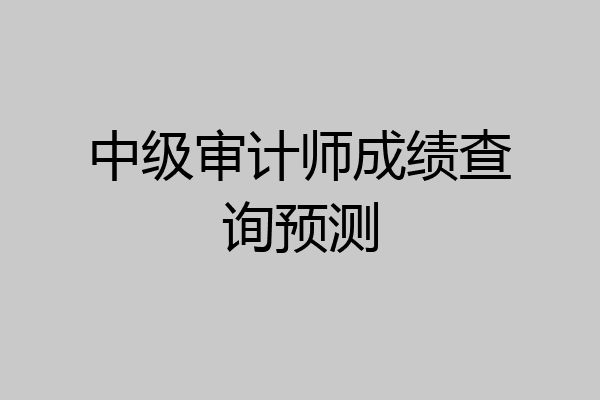 中级审计师成绩查询预测