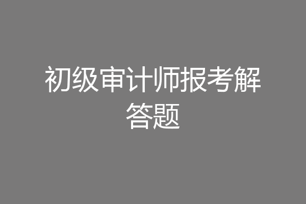 初级审计师报考解答题