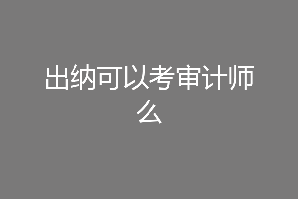 出纳可以考审计师么