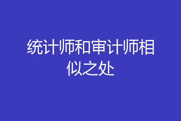 统计师和审计师相似之处