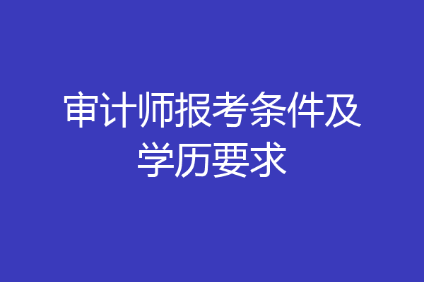 审计师报考条件及学历要求