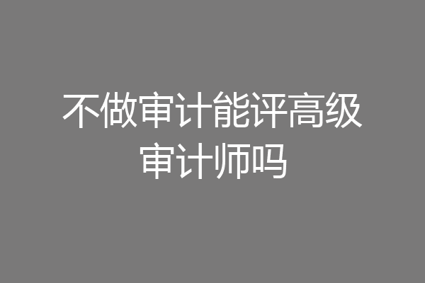 不做审计能评高级审计师吗