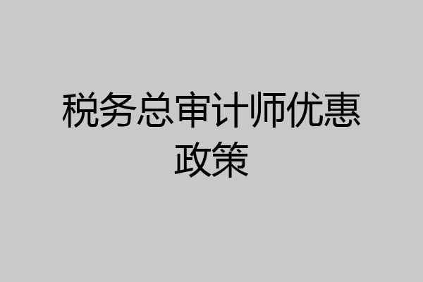 税务总审计师优惠政策