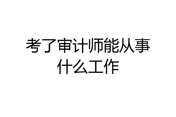 考了审计师能从事什么工作