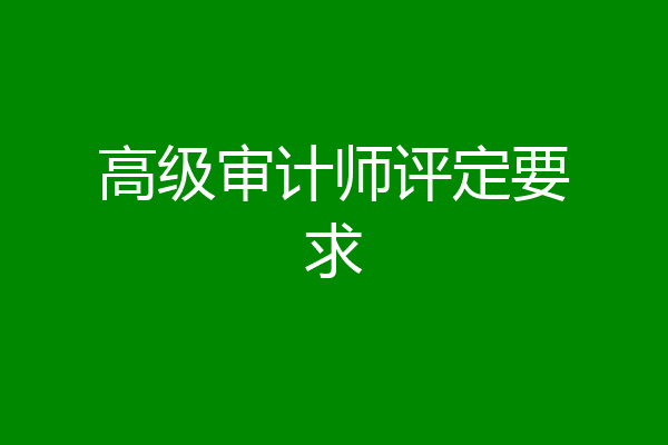 高级审计师评定要求
