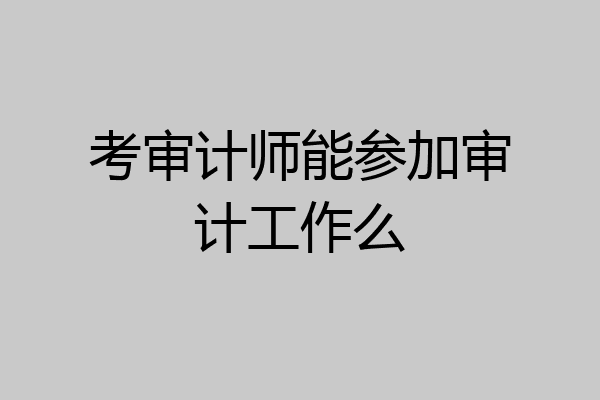 考审计师能参加审计工作么