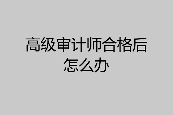 高级审计师合格后怎么办