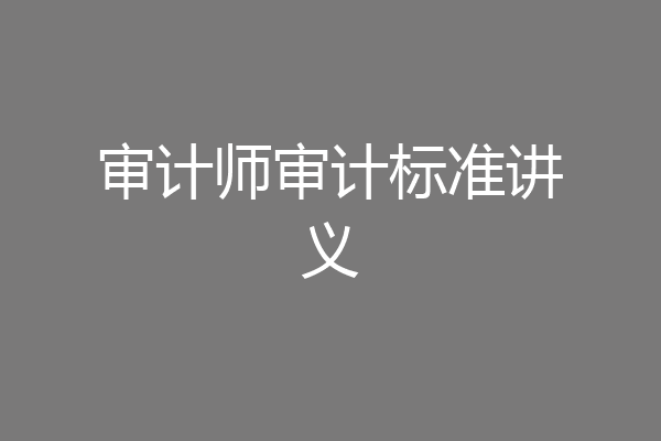 审计师审计标准讲义