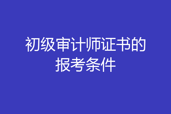 初级审计师证书的报考条件