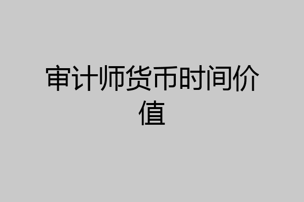 审计师货币时间价值