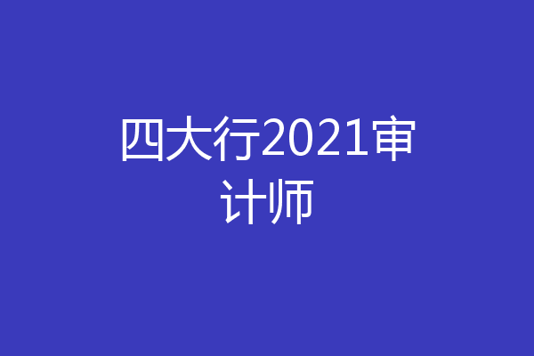 四大行2021审计师