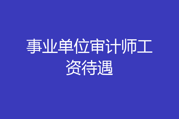 事业单位审计师工资待遇