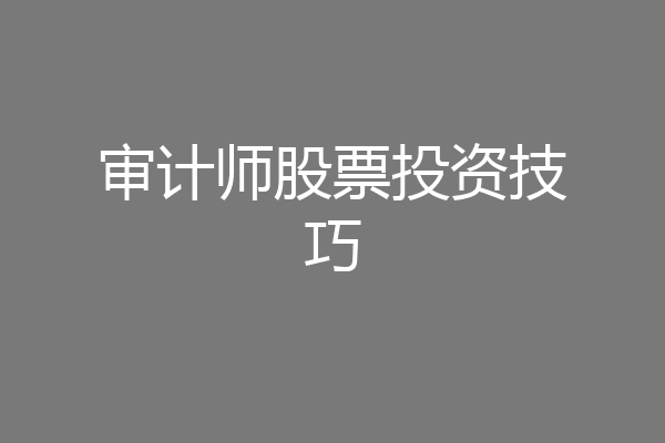 审计师股票投资技巧