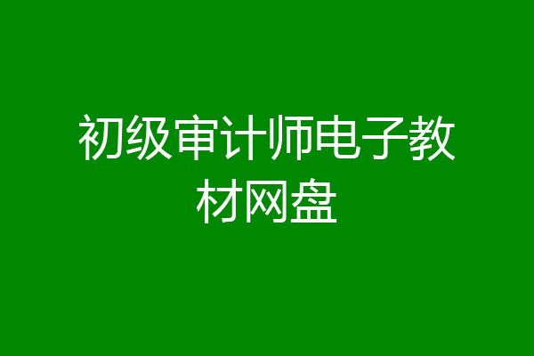 初级审计师电子教材网盘