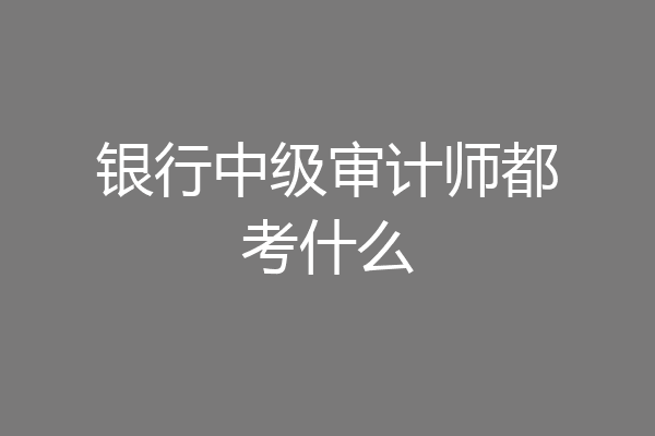 银行中级审计师都考什么