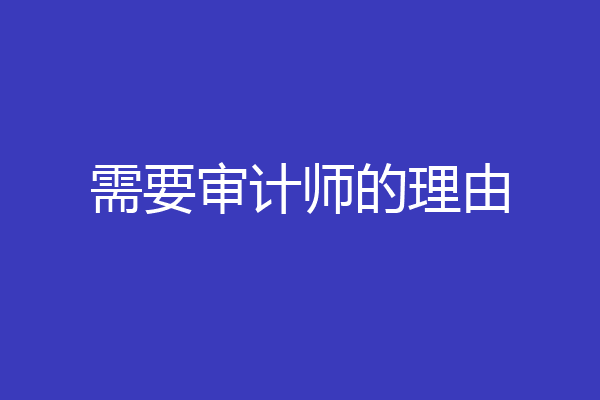 需要审计师的理由