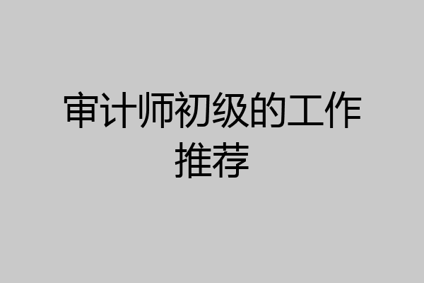 审计师初级的工作推荐