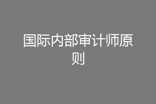 国际内部审计师原则