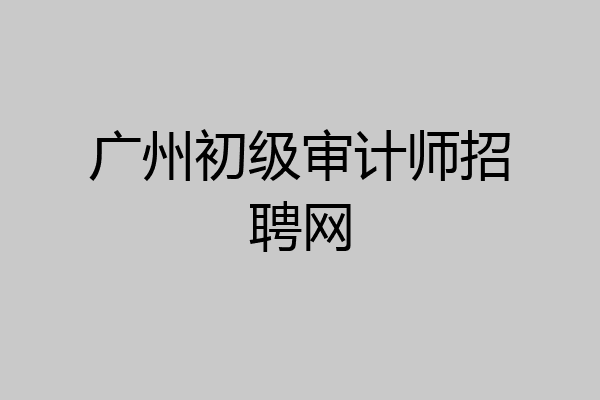 广州初级审计师招聘网