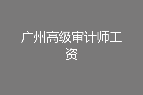 广州高级审计师工资