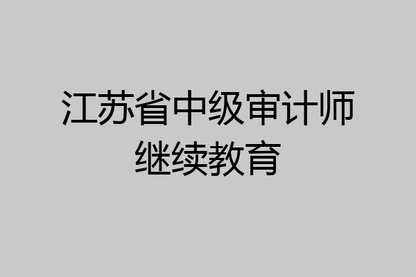 江苏省中级审计师继续教育