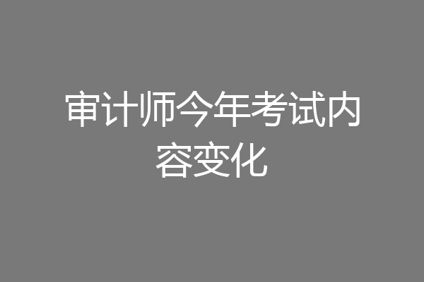 审计师今年考试内容变化