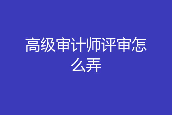 高级审计师评审怎么弄