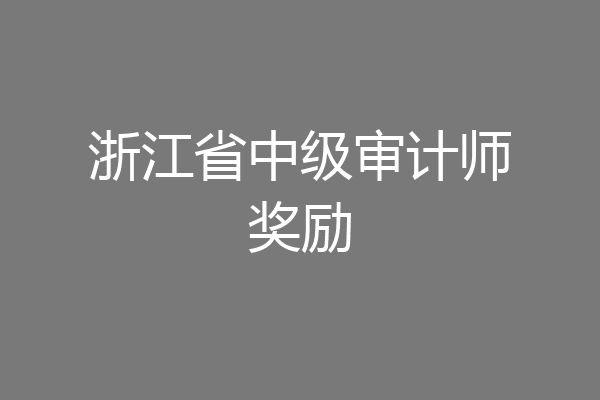 浙江省中级审计师奖励