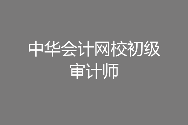 中华会计网校初级审计师
