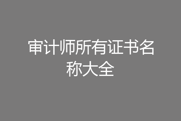 审计师所有证书名称大全