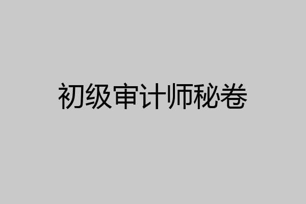 初级审计师秘卷