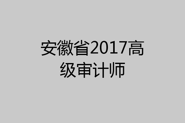 安徽省2017高级审计师