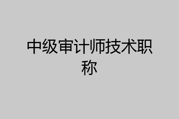 中级审计师技术职称