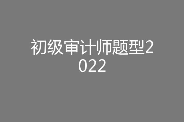初级审计师题型2022