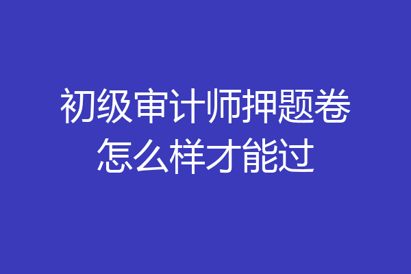 初级审计师押题卷怎么样才能过