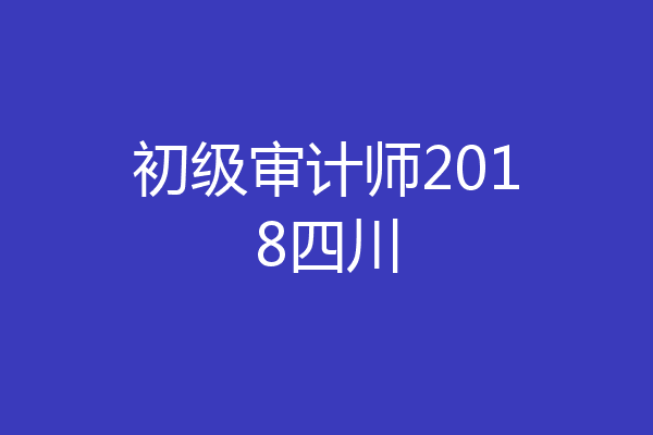 初级审计师2018四川