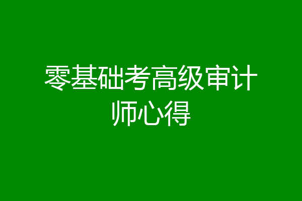 零基础考高级审计师心得