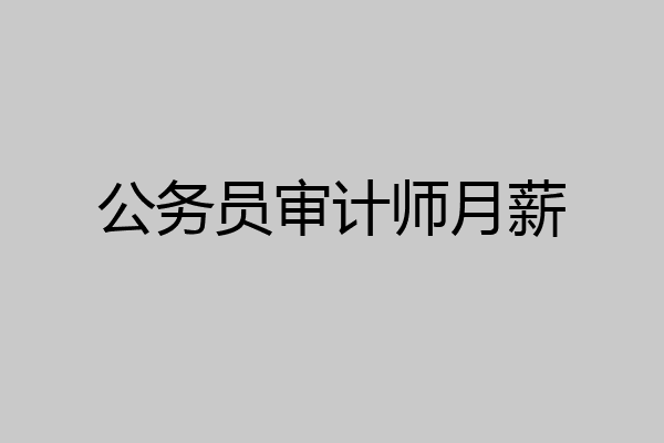 公务员审计师月薪