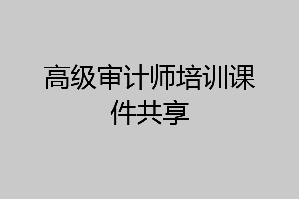 高级审计师培训课件共享
