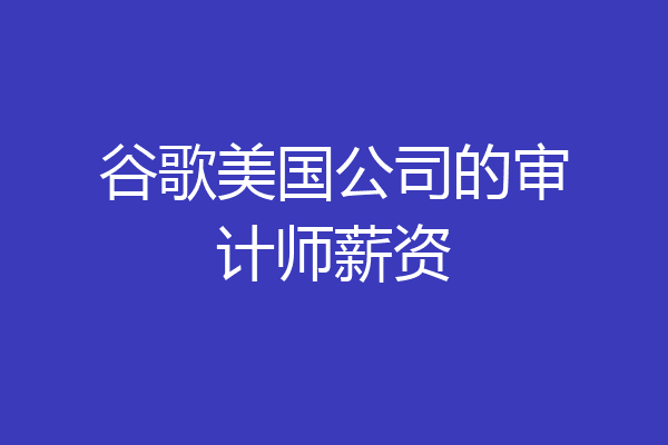 谷歌美国公司的审计师薪资
