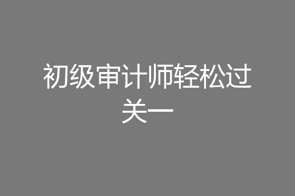 初级审计师轻松过关一