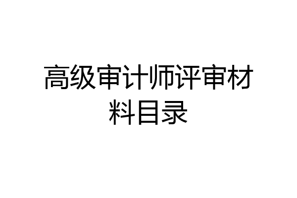 高级审计师评审材料目录