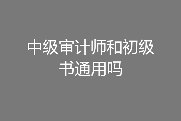 中级审计师和初级书通用吗