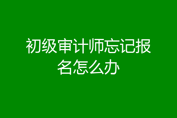 初级审计师忘记报名怎么办